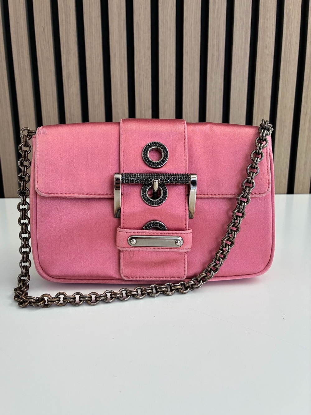 Auth VTG PRADA Satin Mini Bag